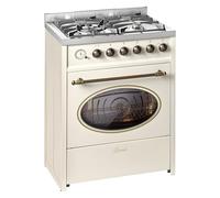 Gurari Centre de cuisson 60 cm avec four électrique E 614 Cr r, Creme, Centre de cuisson indépendant design rétro, 4 kW WOK, gaz naturel & propane (Fl.Gas)