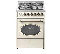 GURARI Cuisinière à gaz GCH G 614 CR - 60 cm - Barbecue à gaz - Tournebroche - Tiroir avec push-pull - Contrôle du gaz - Émail facile à nettoyer - Pour gaz naturel/propane