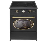 GURARI Cuisinière à Induction 60 cm GCH E 612 Bl r Avec Four et Plaque de Cuisson en Fonte | Retro Range Coocker 4 Zones | Air Chaud | Grill