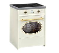 GURARI Cuisinière à induction avec four 60 cm GCH E 612 Cr r + plaque de cuisson en fonte | Retro Range Coocker Cuisinière à induction 4 zones de cuisson | Air chaud | Grill | Cuisinière à induction