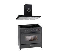 GURARI Cuisinière à induction E 913 BL + GCH 461 BL 9 Range Cooker 90 cm FLEX ZONES / 5 ZONES / 121L + Hotte 90 cm