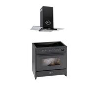 GURARI Cuisinière à induction E 913 BL+GCH T 466 90 BL Prime, Range Cooker 90 cm/FLEX ZONES / 5 ZONES / 121L + Hotte 90 cm
