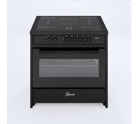 GURARI Cuisinière à induction E 913 BL noire | Cuisinière 90 cm avec plaque à induction (Range Coocker) avec 5 zones (2 Flex Zone) toutes avec booster | Cuisinière à induction avec four électrique XXL