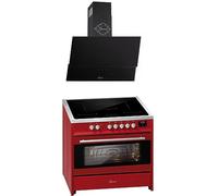 GURARI Cuisinière à induction E 913 R + GCH 268 Bl 9 Prime Range Cooker/Electrique sur pied 90 cm FLEX Induction + Hotte 90 cm Rouge