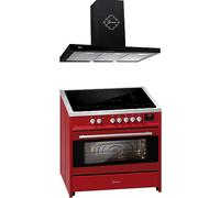 GURARI Cuisinière à induction E 913 R + GCH 462 BL 9 Prime Range Cooker/Electrique sur pied FLEX Induction + Hotte aspirante 90 cm Rouge