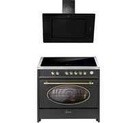 GURARI Cuisinière à induction E 913 RU BL+ GCH S 155 BL 90 Prime Retro Range Cooker 90 cm/FLEX ZONES / 5 ZONES / 121L + Hotte 90 cm