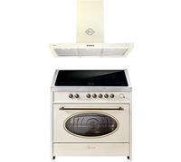 GURARI Cuisinière à induction E 913 RU CR+GCH 461 BG 9 Retro Range Cooker 90 cm + hotte 90 cm