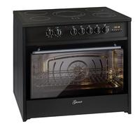 GURARI Cuisinière électrique GCH E 912 BL 90 cm, Vitrocéramique, Range Coocker, 121 L,8 fonctions, Air chaud, barbecue, 5 zones de cuisson, 5 boosters, extracteur télescopique, Noir