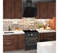 GURARI Cuisinière GCH E 612 BL r + GCH S 171 60 BL Prime, Cuisinière à verre ceramika rétro 60 cm, Range Coocker, 60 L, noir + Hotte aspirante, verre noir, évacuation/circulation d'air