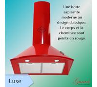 Gurari GCH C 046 RD 6 N Hotte Aspirante Murale 60 cm Rouge, 1000 m³/h, Évacuation & Recyclage, LED, Classe Énergétique B