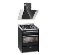 GURARI GCH E 610 BL+GCH S 482 60 IS Cuisinière Gaz 60 cm Four Electrique 60 L Range Coocker avec Hotte 60 cm 1000 m³/h