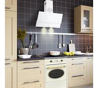 GURARI GCH E 612 Cr r + GCH D 268 WH 6 Prime, Cuisinière à verre ceramika rétro 60 cm, Range Coocker, 60 L, crème + Hotte aspirante, Hotte murale, Hotte sans tête, verre blanc