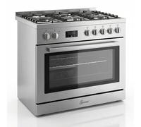 Gurari GCH E 818 X Cuisinière électrique à gaz en acier inoxydable 90 cm 126 l Gaz naturel 4 kW WOK auto-nettoyage AirFry Pizza 11 compartiments