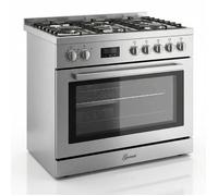 Gurari GCH E 818 X - Cuisinière mixte gaz/électrique 90 cm inox, four électrique 126 L, 5 foyers
