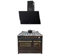 GURARI GCH E 916 BL+ 268 9 BL Prime Hotte aspirante à gaz 90 cm Noir Verre 1000 m³/h/Range Coocker / 89L / 8 fonctions / Acier inoxydable / Adaptateur WOK inclus