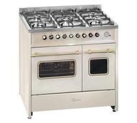 Gurari GCH E 916 Cr R Cuisinière à gaz 90 cm avec double four électrique Creme Range Coocker • Gaz naturel et propane • 5 foyers à gaz • 90 cm