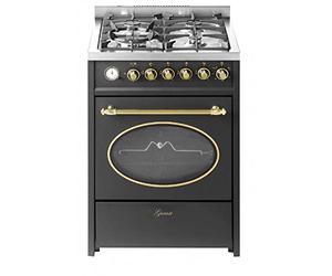 GURARI GCH G 614 BL r Cuisinière sur pied 60 cm Gaz naturel Fl.Gas 4 Kw WOK, Barbecue à gaz, Range Cooker, Tiroir avec poussette, Contrôle du gaz, tournebroche. Gaz naturel, gaz propane