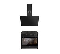 GURARI GCH G 912 BL +GCH 286 Bl 9 Prime 90 cm Acier inoxydable Noir Verre 1000 m³/h Cuisinière à gaz 90 cm/Range Coocker / 111L / 5 brûleurs de qualité supérieure