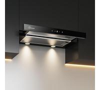 GURARI Hotte à écran plat CH 3003C • Hotte encastrable 60 cm • Noir verre • Moteur 1000 m³/h • TouchControl • LED • Filtre à graisse métallique • 3 niveaux de puissance • Extraction / recyclage d'air
