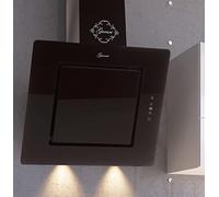 GURARI Hotte aspirante GCH S 155 BL 60 Prime+Filtre à charbonVerre noir - 1000 m³/h - 4 niveaux - Écran d'aspiration des bords, minuterie, télécommande, capot d'évacuation, hotte de recyclage