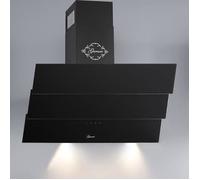 GURARI Hotte de cuisine GCH D 267 BL 6 Prime+charbon, Hotte aspirante noire, 60 cm, noir, verre, 1000m³/h