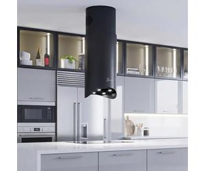 Gurari Hotte insulaire 40 cm GCH P 893 BL Diamond • Hotte aspirante noire mate • Hotte île design avec ligne ondulée • Moteur BLDC 850 m³/h • Télécommande • Évacuation d'air / recirculation • Classe