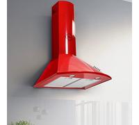 GURARI Hotte murale 60 cm, rouge GCH C 046 RD 6, Hotte Aspirante Haute Performance 1000 m³/h, Hotte de Cuisine 3 niveaux - Hotte Design classique