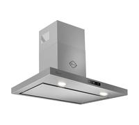 GURARI Hotte murale CH 5001+ recirculation, en acier inoxydable, 90 cm, puissance 1000 m³/h, aspiration périphérique, commande par capteur tactile, hotte aspirante avec mode d'évacuation et de