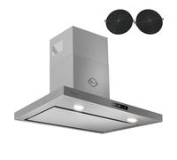 GURARI Hotte murale CH 5001+ recirculation, en acier inoxydable, 90 cm, puissance 1000 m³/h, aspiration périphérique, commande par capteur tactile, hotte aspirante avec mode d'évacuation et de