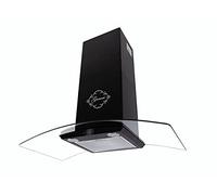 GURARI Hotte murale GCH T 465 60 BL PRIME avec kit de recirculation, hotte aspirante 60 cm, noir, verre incurvé, efficacité énergétique A, puissance d'aspiration 1000 m³/h, TouchControl