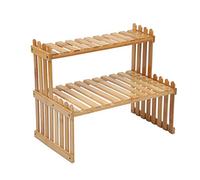 GURECOD 2 Couches d'étagères de Plantes en Bambou, Support de Plantes de Table, Support de Table réglable, Échelle de Bureau, Décoration, Rack de Table, étagères de Cuisine