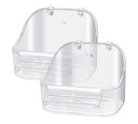 GURECOD Accessoires de baignade en Plastique Oiseau Suspendus Cage de Bain de Nourriture de Bain Oiseau Fournitures de Bain, canari, Perroquet en Peau de Tigre, Perroquet (Transparent 2 pcs)