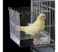 GURECOD Bain d'oiseau Suspendu Cube Bain d'oiseau Baignoire boîte de Bain Bol Cage Accessoires Petits Oiseaux canaris alouettes perroquets cacatoès tourtereaux perroquets Bain (Carré, 13x13x11cm)