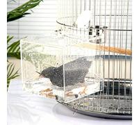 GURECOD Bain d'oiseau Suspendu Cube Bain d'oiseau Baignoire boîte de Bain Bol Cage Accessoires Petits Oiseaux canaris alouettes perroquets cacatoès tourtereaux perroquets Bain (Carré, 21x21x21cm)