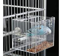 GURECODAppareil d'alimentation des Oiseaux Non désordonné, Appareil d'alimentation des Oiseaux en Cage d'oiseaux, conteneur de graines Acrylique Automatique (13x13x11cm)