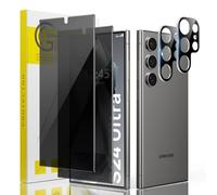 Guretok 2+2, compatible avec Samsung Galaxy S24 Ultra Privacy Verre trempé, 2 films de protection de la vie privée Galaxy S24 Ultra et 2 protection appareil photo, [Vrai 28°] [Anti-Spy]