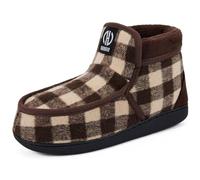 GURGER Chausson Homme Hiver Doublure en Fourrure Mocassins Bottines Maison Chaud Montant Mousse à Mémoire Hautes Bottes Pantoufles Brun Taille 46 47