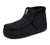 GURGER Chausson Hommes Hiver Doublure en Fourrure Mocassins Chausson Bottines Maison Chaud Chausson Montant Mousse à Mémoire Hautes Bottes Pantoufles Noir Taille 46 47