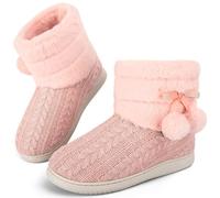 GURGER Chausson Montant Femme Hiver Fourrure Doublure Pantoufles Botte Chaud Confort Mémoire Mousse Chaussures de Maison Slippers Rose Taille 40 41