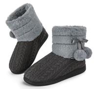 GURGER Chausson Montant Femme Hiver Fourrure Doublure Pantoufles Botte Chaud Confort Mémoire Mousse Chaussures de Maison Slippers Gris Taille 36 37