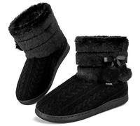 GURGER Chausson Montant Femme Hiver Fourrure Doublure Pantoufles Botte Chaud Confort Mémoire Mousse Chaussures de Maison Slippers Noir Taille 38 39