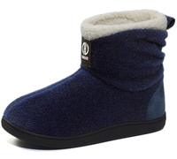 GURGER Chausson Montant Femme Hiver Fourrure Pantoufles Feutre Hautes Chaussons Doublé Chaud Bottes Maison Bottines Bleu Foncé Taille 40 41