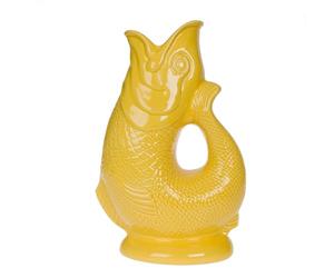 Gurgly Iconique Jaune Glug Jug Grand 28 cm 1,4 L - Pichet à Eau de Poisson, Vase à Poisson Décoratif, Ornement, Carafe