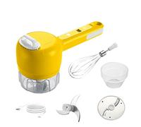 Guriayus Coupe-légumes électrique multifonction 3 en 1, trancheur, fouet à œufs, processeur d'aliments, mélangeur à pression, mixeur jaune