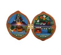 Guriayus Maison de poupées en coquille de noyer, mini bibliothèque de maison, maison de poupées en coquille de noyer faite une main, scène secrète 3D de noix de résine, miniature en résine, C