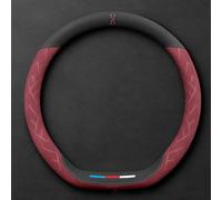 GuriDo Couvre Volant Voiture pour Nissan Patrol Y61 1997-2015, Housse Volant Cuir Microfibre Antidérapante Respirante Protecteur Intérieur Accessoires,A/D~Type-D/Red