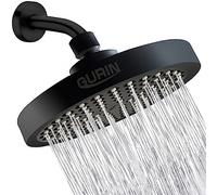 GURIN Pommeau de douche haute pression, Accessoire Douche pour salle de bain avec angles réglables, buses en silicone anti-encrassement (Californie 1,8 GPM) - Noir mat, 15,2 cm rond