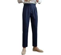 Gurkha Naples Pantalon italien rétro à jambe fuselée avant plat Taille haute pour homme, bleu marine, 44