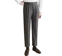 Gurkha Naples Pantalon italien rétro à jambe fuselée avant plat Taille haute pour homme, Noir , 44