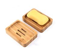 Gurkkst 2Pcs Bambou Naturel en Bois Porte Savons Boîte à Savon pour Salle de Bains Douche Porte-savons Artisanat pour Savon, éponges et Plus